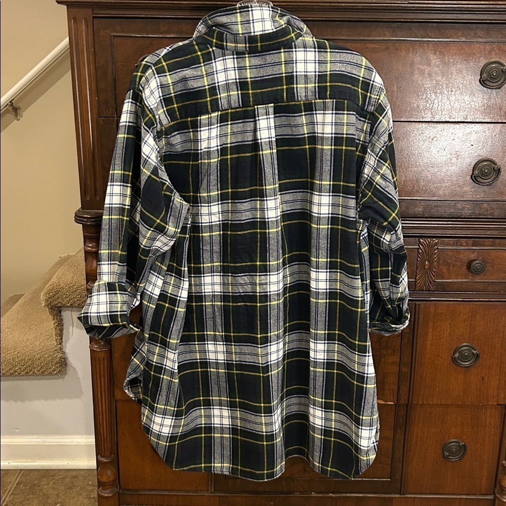 JW ANDERSON UNIQLO Western Half Button Plaid Flannel Shirt Mens Size M - Picture 2 of 12